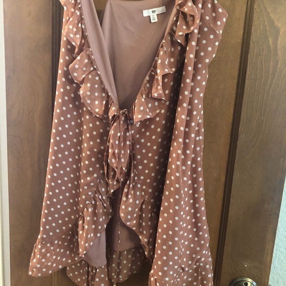 BP Polka Dot Ruffle Wrap Dress - Picture 2 of 4